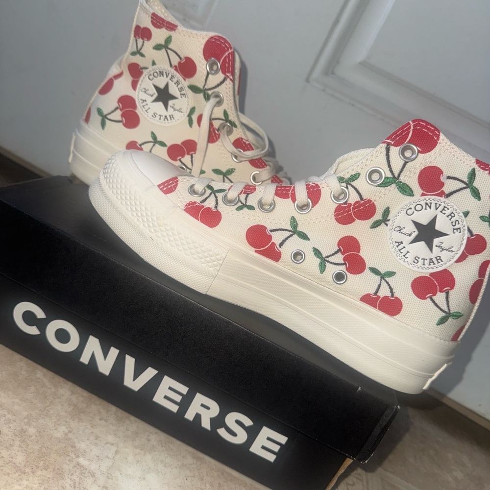 Converse Cherry Print High-Top Sneakers